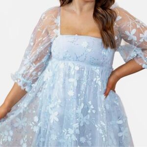 Storia Light Blue Floral Mini Dress